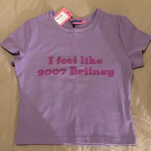 Edikted crop top Size Small NWT “I FEEL LIKE 2007 BRITNEY